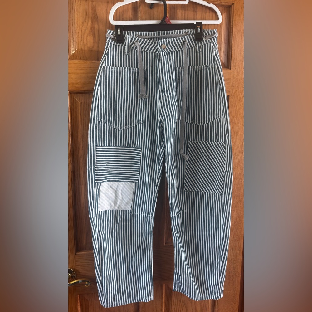 Boutique Barrel Striped Patchwork Pants - image 1